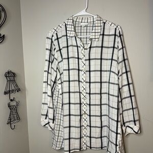 J Jill Plaid Window Pane Rayon Button-Up Women's Top Size 1XL